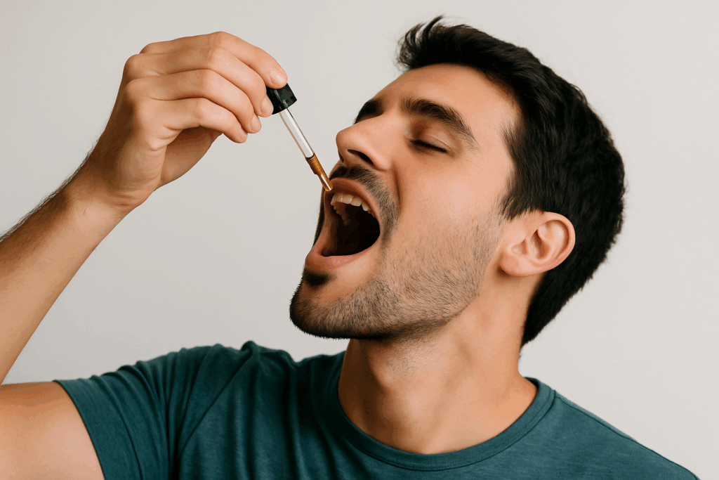homem aplicando fórmula natural para aumentar testosterona